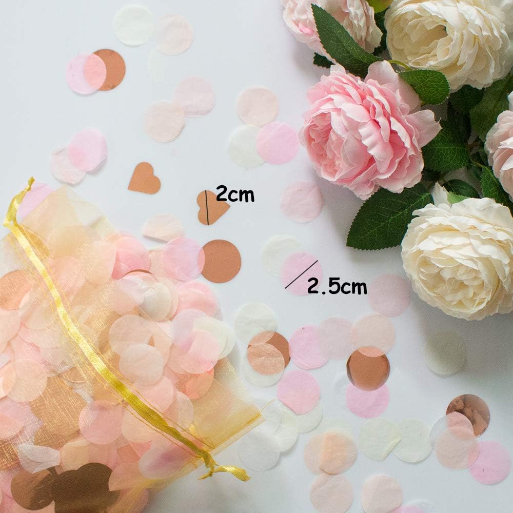 SnailGarden 7000 Pcs Paper Confetti,Includes 6000 Pcs Round Tissue Paper ,1000 Pcs Heart Sparkle Confetti Party Table Decorations &1 Organza Bag for Balloon Wedding - Image 4
