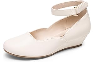 DREAM PAIRS Girls Dress Shoes Low Wedge Heels Ankle Strap Wedding Flower Party Pump for Toddler Little Big Kid