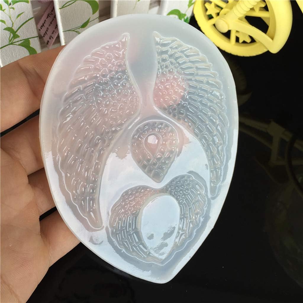 KANGneei Jewelry Mold, Heart Angel Wings Fondant Silicone Mold Cake Decor Craft Jewelry Making Molds