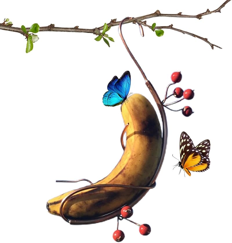 Meindin Copper Butterfly Banana Feeder Garden Hammock Holder Attractor Decor