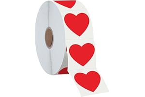 1200 PCS Red Heart Shaped Sticker Labels with Perforation Line in Roll, Use for Valentine's Day, Award Charts,Offices, Teache