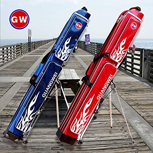 Angelrute Tasche mit großem Fassungsvermögen, wasserdichte Außentasche mit Reißverschluss für Angeln 125X16X11CM Rot – Bild 3