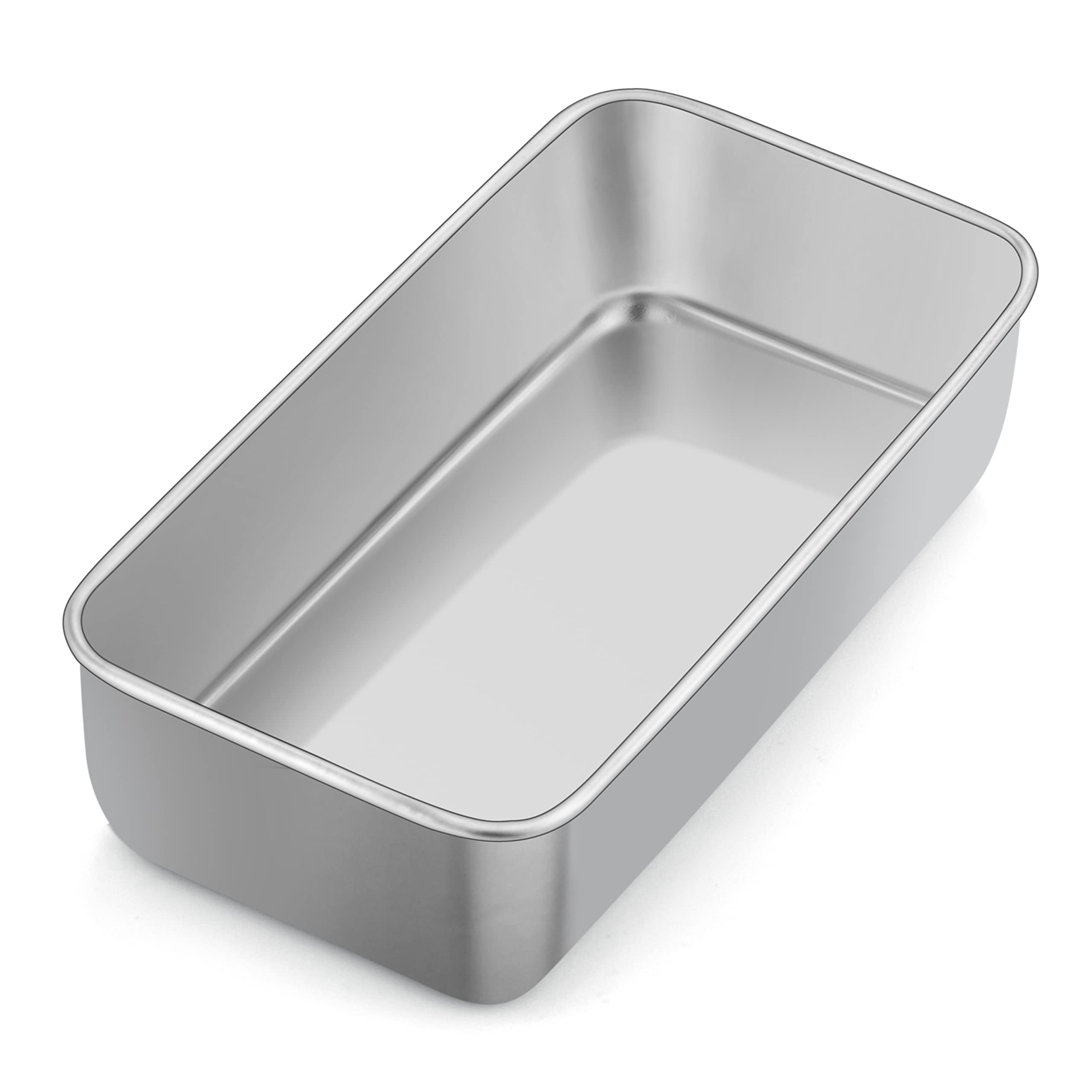 Herogo Loaf Tin, 2lb Stainless Steel Bread Tin for Baking (23.5x12.5x6.7cm), Rectangular Banana Bread Tin for Toast, Cake, Lasagna, Pie, Non-Toxic, Oven & Dishwasher Safe, Metal Silver