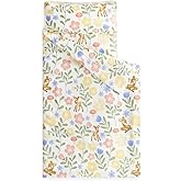 Wake In Cloud - Toddler Nap Mat with Pillow and Blanket, for Kids Girls Ages 3 Plus in Kindergarten Daycare Preschool, Roll Up Sleeping Bag, Floral Botanical Flowers