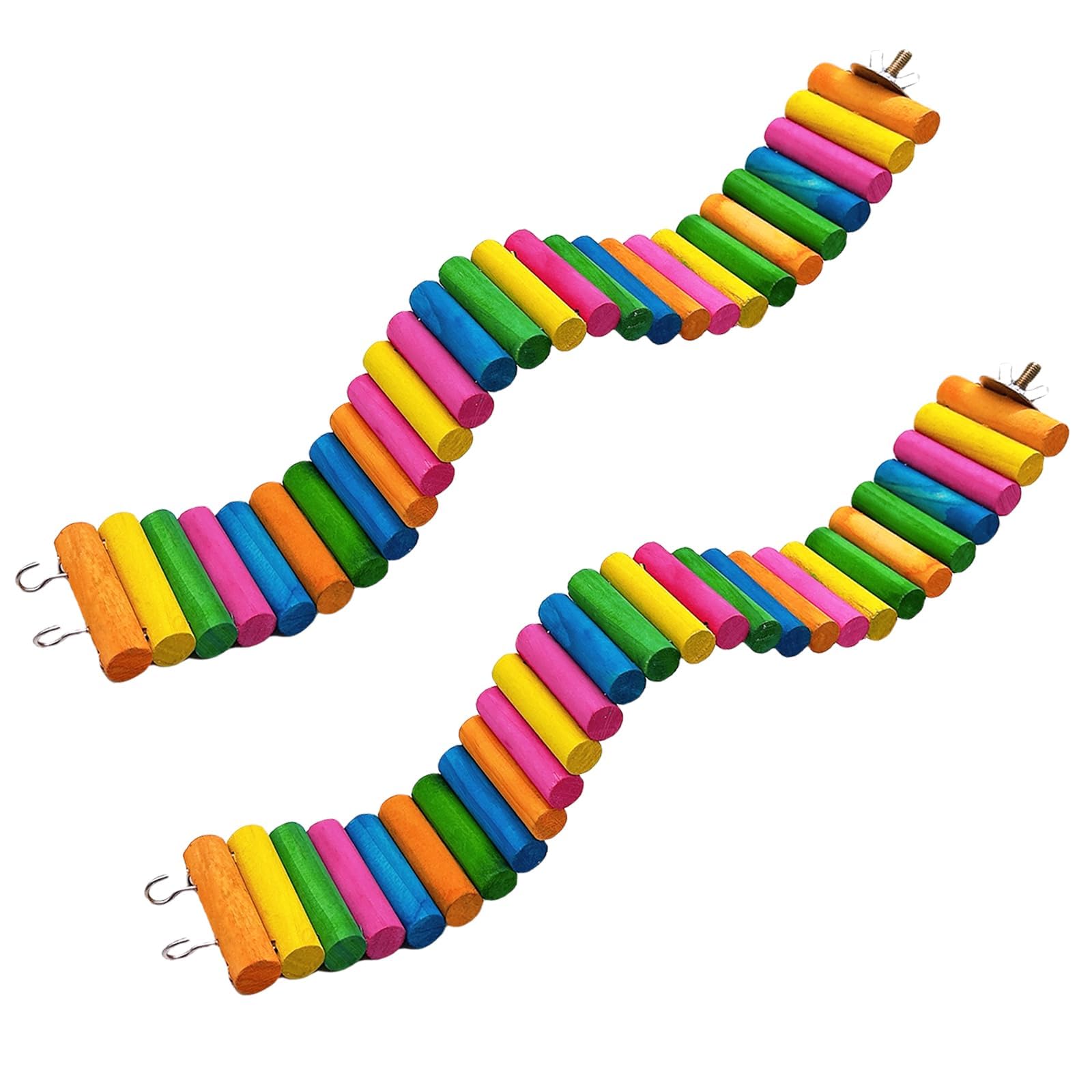 Photo 1 of 2Piece Hamster Colorful Bridge,Flexible Bendy Climbing Ladder Hanging Wooden Stairs Chew Toy for Bird Parrot Chipmunk Sugar Glider Gerbil Mice