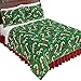 Collections Etc Holiday Theme Candy Canes Fleece Blanket Coverlet, Green, Full/Queen