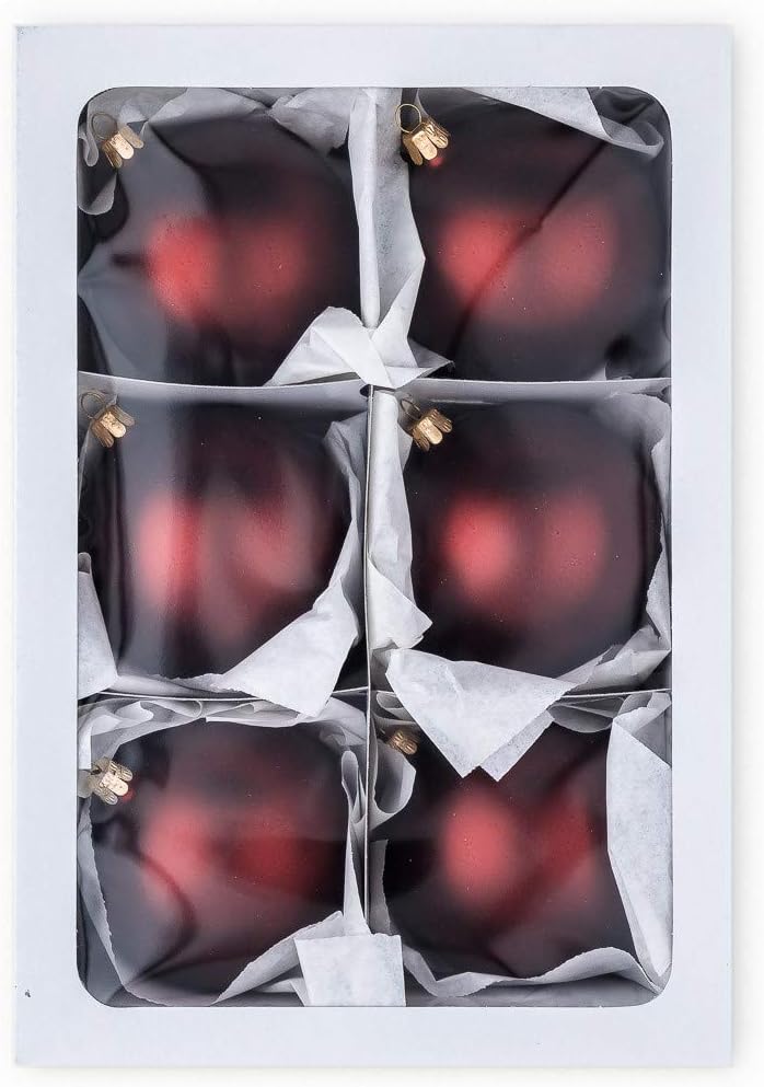 Nastrom 6 pcs Set of Dak Red Christmas Ball, 10 cm
