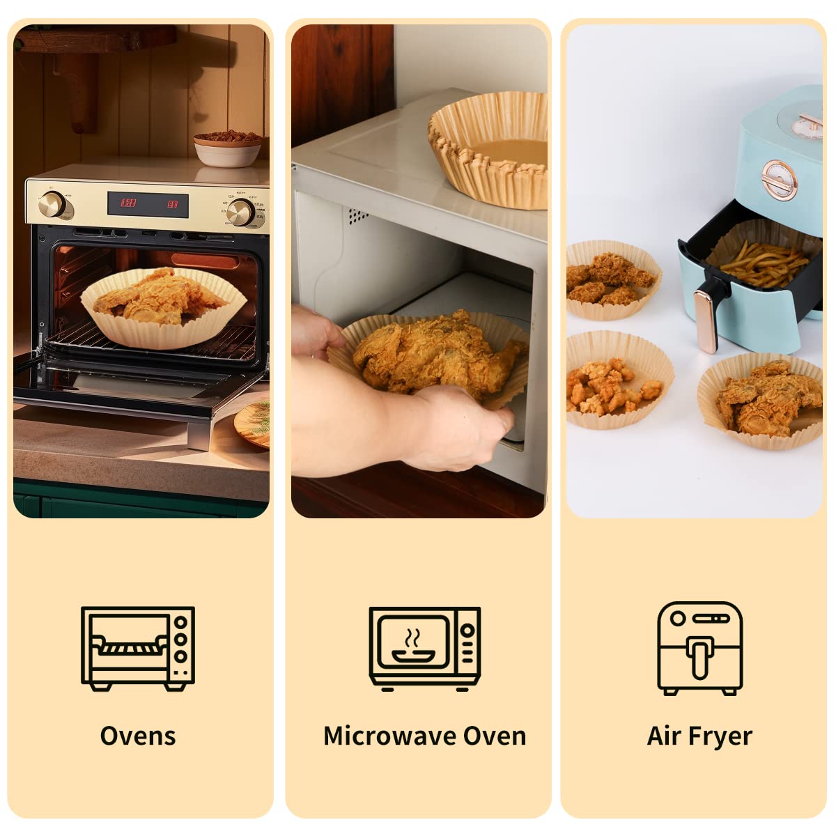ALXBSONE 100 Pcs Air Fryer Liner Paper, Disposable Microwave Paper