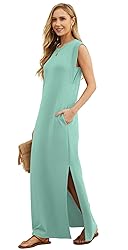 GRECERELLE Womens Summer Crew Neck Loose Split