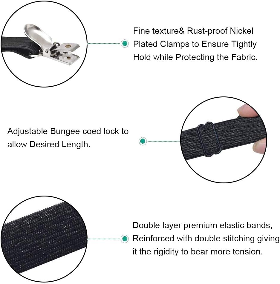 4Pcs Adjustable Bed Sheet Straps Clips, Elastic Mattress Sheet Fasteners Holder and Suspenders, Grippers to Hold Sheet, Mattress, Sofa, Couch, Table Cloth, Recliner Ironing Board Cover and More: Home & Kitchen