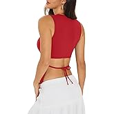 Eachyes Womens Open Back Tank Top High Neck Sleeveless Shirts Sexy Summer Crop Tops Y2k Going Out Clothes 2026