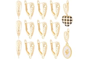 Beebeecraft 1 Box 12Pcs Hoop Earring Findings with Loop Real 18K Gold Plated Leverback Ear Wires Huggie Earwires Latch Back F