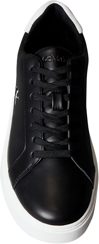 Herren Cupsole Sneaker Classic Laceup aus Leder, Schwarz (Black/Bright White), 42