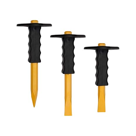 Python Chisel Flat & Pointed with Hand Safety Guard 3 Pcs Set