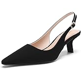 DREAM PAIRS Women's Slingback Kitten Heels - 2.36 Inch Low Heel Pointed Toe Pumps, Comfortable Closed Toe Dress Shoes for Office Work, Classic Holiday Heels