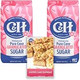 C&H®Premium Pure Cane Granulated Sugar, 4 lb Bag, 2 Pack - with Recipe Card | Premium Granular Texture, Easy Pour Bag, Ideal 