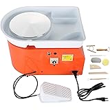 FLKQC 25CM 350W Electric Pottery Wheel Machine Ceramic Work Clay Forming Machine DIY Art Craft Tool 110V US Plug (Orange)