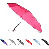Totes Auto Open/Close Windproof Ultimate Compact Umbrella with UV and Water Repellent Protection