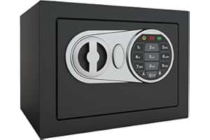Goldenkey Small Safe Box for Money, Digital Mini Safe Box with Keys&Code for Cash and Coin, Security Home Safes for Kids Personal Items, 6.69"D x 9.05"W x 6.69"H, 0.236 Cu.Ft.
