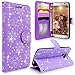 S7 Edge Case, Galaxy S7 Edge Case, Cellularvilla [Slim] [Card Slot] Premium Pu Leather Wallet Case [Drop Protection] Flip Protective Stand Cover for Samsung Galaxy S7 Edge G935 (Purple Glitter)