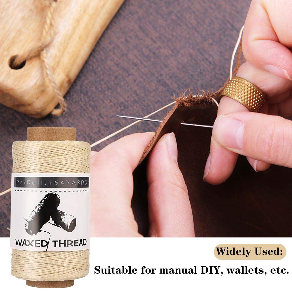 Jupean Waxed Thread, 150m /164 Yards Leather Sewing Thread, Hand Stitching Threads for Hand Sewing Leather, Bookbinding, and Beginners Craft DIY