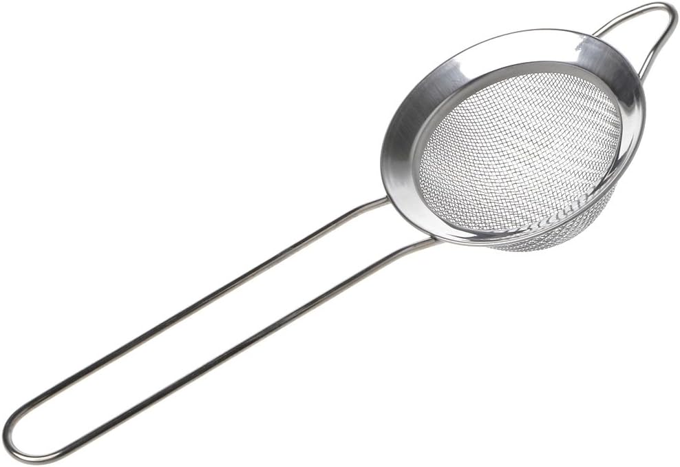 Mehlsieb & Staubwedel Aus Edelstahl – 18 Cm Sieb Mit Tablett Zum Backen, Für Mehl, Zucker & Gewürze
