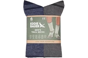 Eddie Bauer Men's 6-Pairs Trail Sock, One size fits men's shoe sizes 6-12