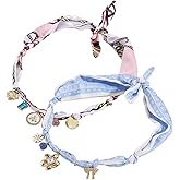 ZHLKHIOP 2PCS Scarf Necklace With Charms, Bandana Charm Necklace for Women, Pink Scarf Necklace, Fashionable Choker Necklace Jewelry for Daily Wear and Travel