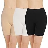 POPKOK Womens Slip Shorts for Under Dresses High Waisted Smooth Anti Chafing Panties Yoga Biker Shorts 3 Pack