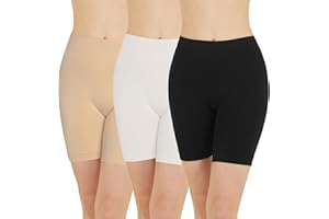 POPKOK Womens Slip Shorts for Under Dresses High Waisted Seamless Panties Anti Chafing Underwear 3 Pack