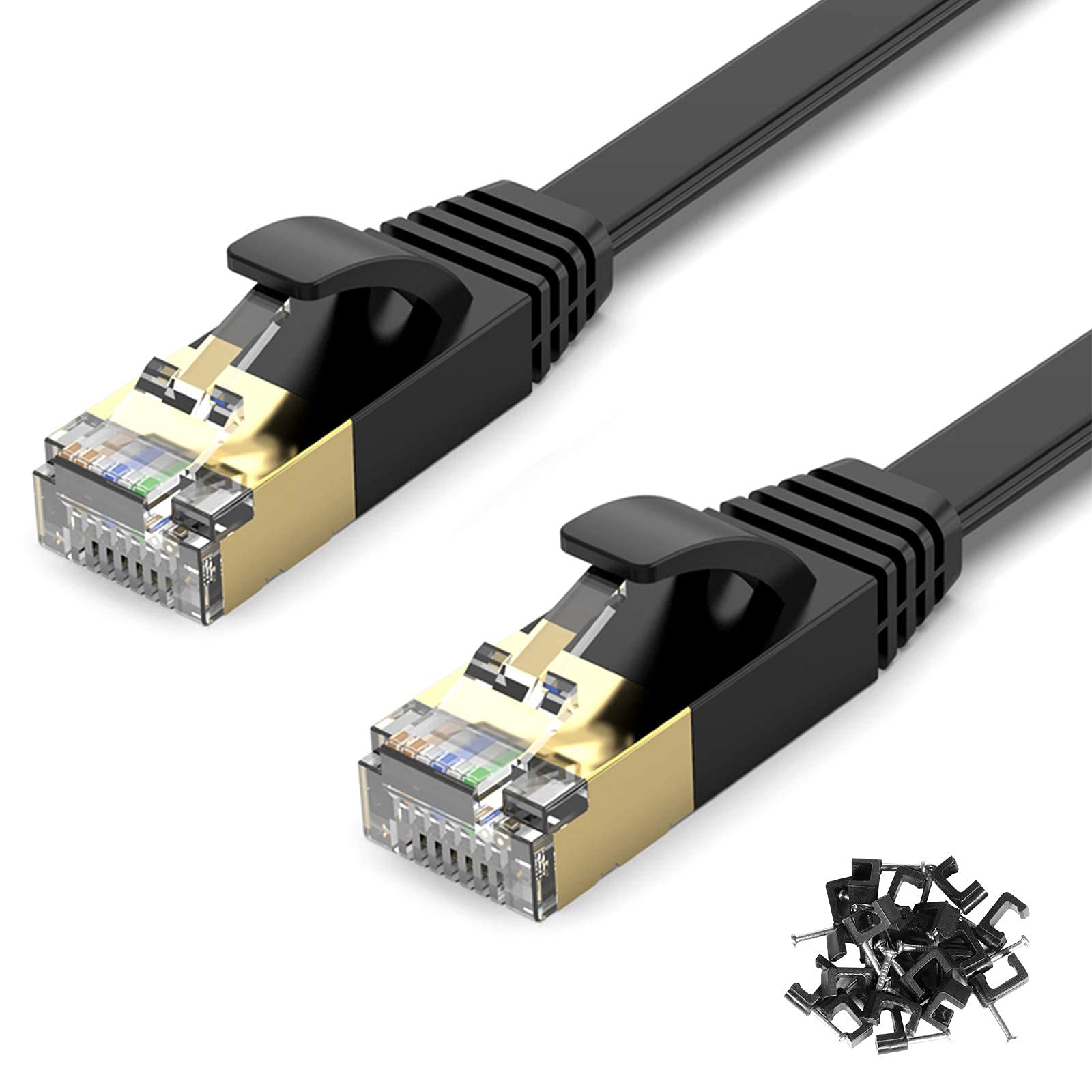 TBMax Ethernet Cable 2m/3m/5m/10m/15m/20m/30m Cat 7 High Speed Gigabit LAN Cable 10Gbps STP Long Internet Patch Cable, compatible with Cat6, Cat5 Network Cable, for Router/Modem/PC,10Meter Black
