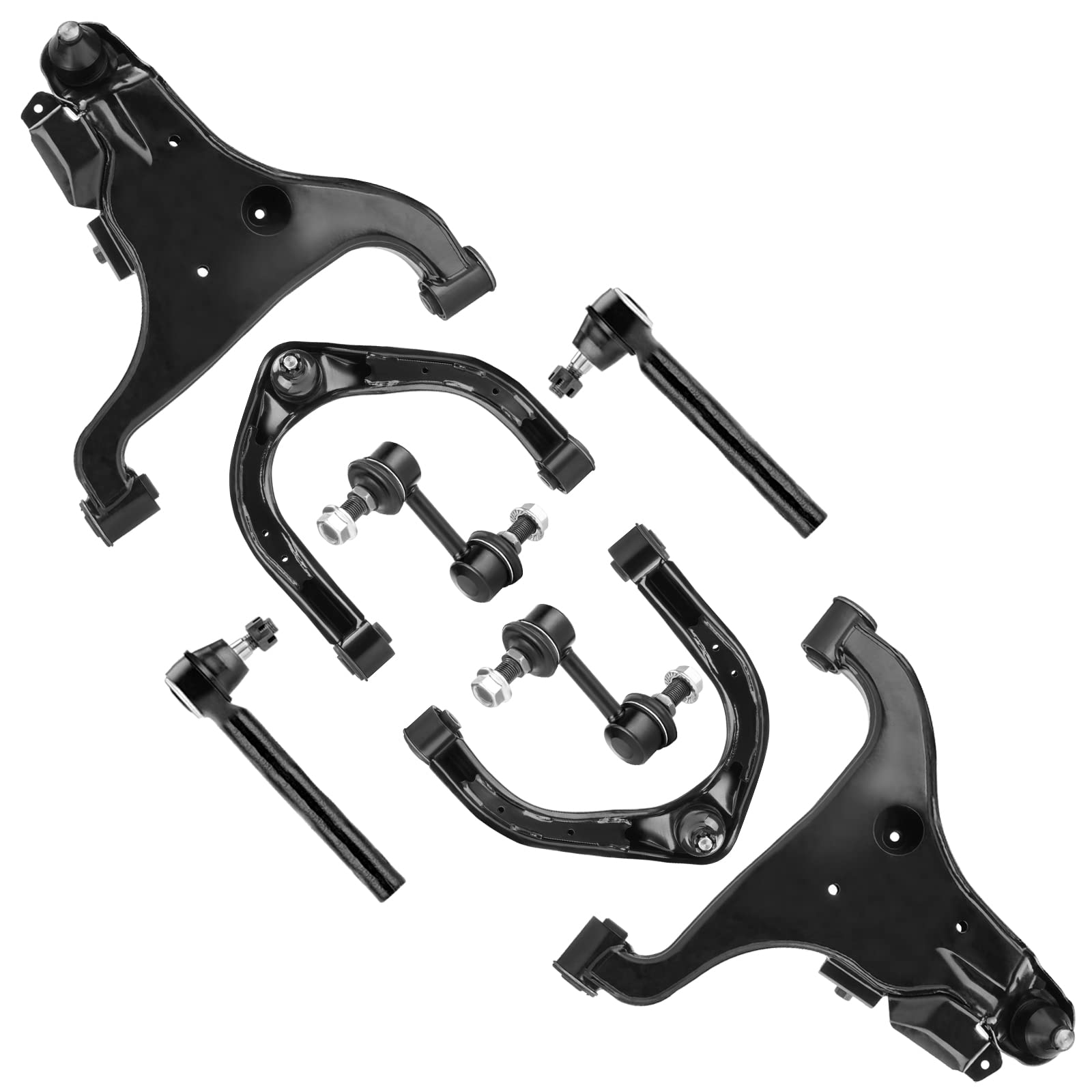 Front Upper and Lower Control Arms w/Ball Joints & Outer Tie Rods ...