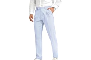 LYOUCI Mens Suit Seersucker Pants Lightweight Summer Seersucker Sport Coat Pant Set Fit Suits Trousers for Men Beach Outfit