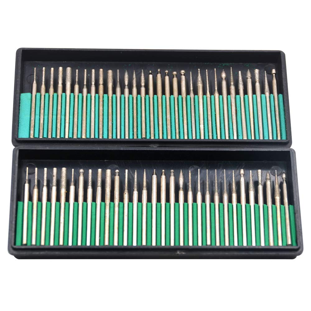Oudtinz Tm 60 Pcs Diamond Burr Bits Drill Glass Gemstone Metal for Dremel Craftsman Rotary Tool 1/8" Shanks w/Box Tip - Image 3