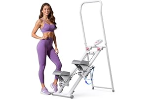 MERACH Stair Stepper for Home Gym Exercise, New Version Stairmaster for Full-Body Workout, Compact Folding Stair Climber with Extended Step Range, Adjustable Handlebar/Pedal
