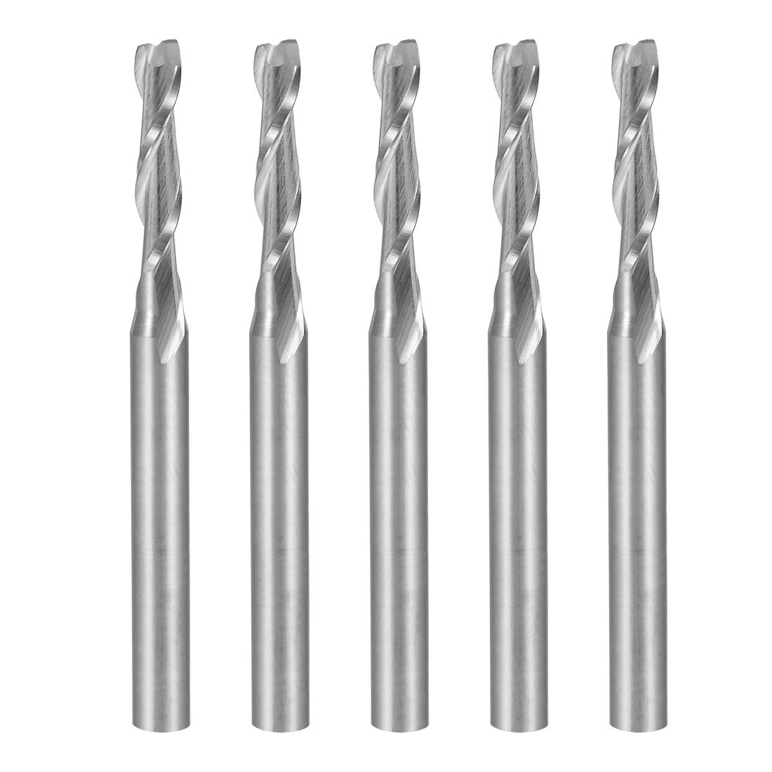 sourcingmap 5PCS 1/8" Shank 2.5mm x 12mm Carbide End Mill CNC Router Bits 2 Flute Milling Bit for Acrylic PVC MDF Wood