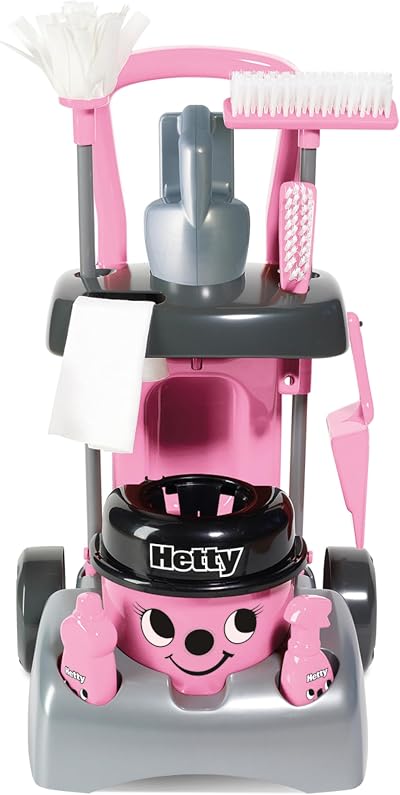 Casdon Hetty Deluxe Cleaning Trolley with Hand Vacuum 3+ Red