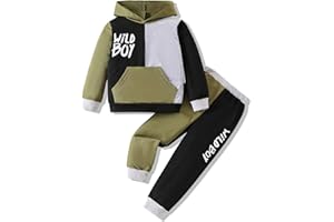 Vitalique 2-6T Toddler Baby Boy Clothes Color Blocking Hoodies + Pants Fall Winter Outfits