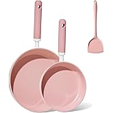 CAROTE Ceramic Frying Pan, 2 Nonstick Skillets & Silicone Spatula, Induction Compatible All Stoves
