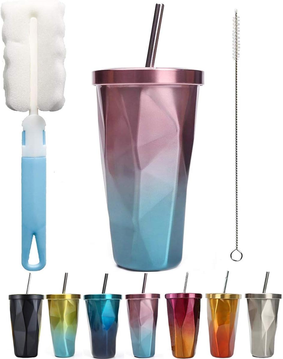 Travel Mug with Straw Insulated Stainless Steel Tumbler All Seasons