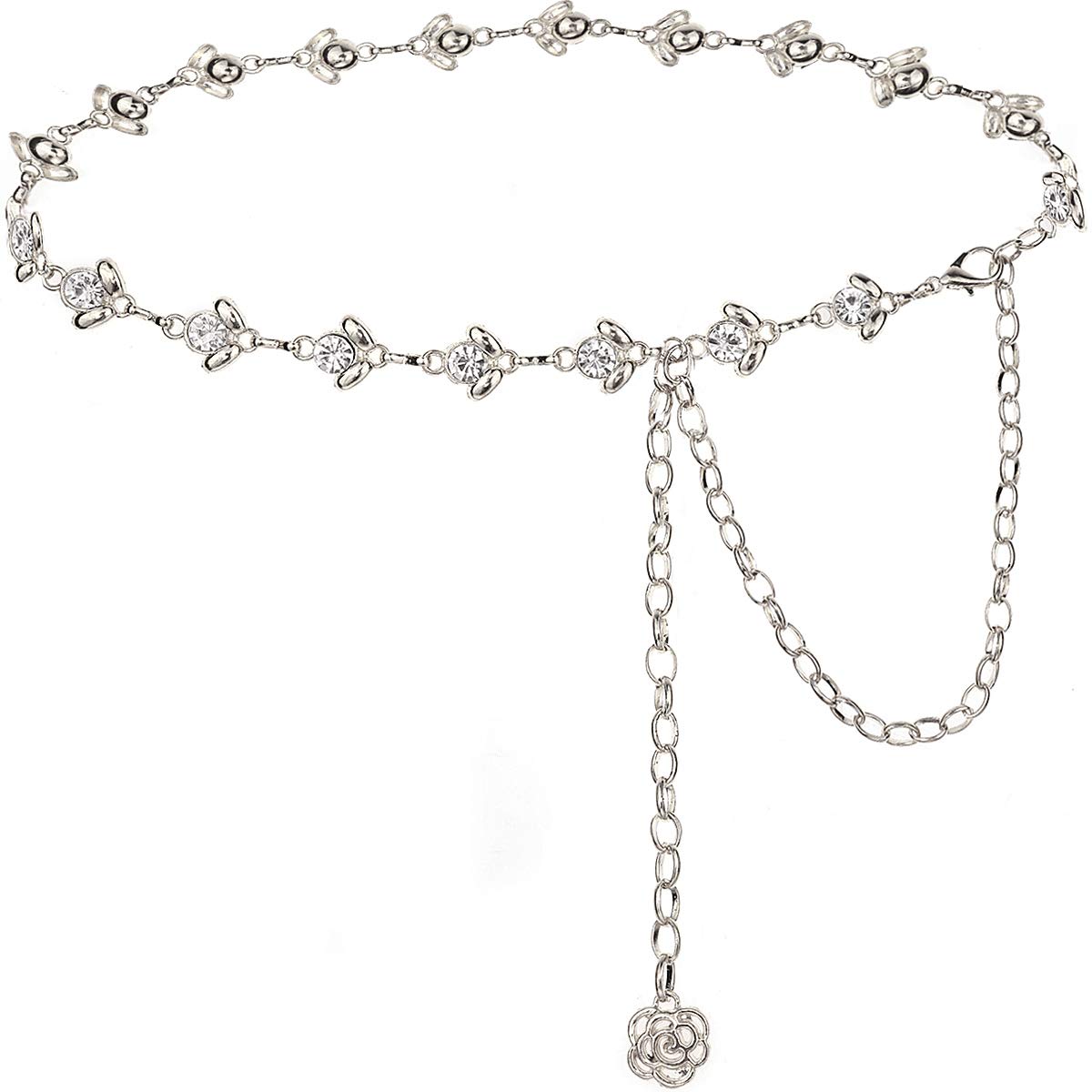 Suyi Silver Chain Belts for Women Rhinestone Waist Chain for Dress 105CM Silver โ image 1