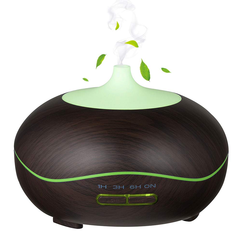 Aroma Essential Oil Diffuser 300ml for Aromatherapy with Adjustable Mist Modes Humidifiers with Auto Shut-Off, Changing Colored LED Lights for Home, Spa, Baby Room, Office(Black)