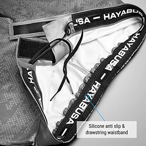 Hayabusa Mens Hexagon Board Style Workout and MMA Training Shorts - Grey, Medium