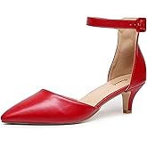 VenusCelia Women's Easy Going Strap Pump Kitten Heel Shoe