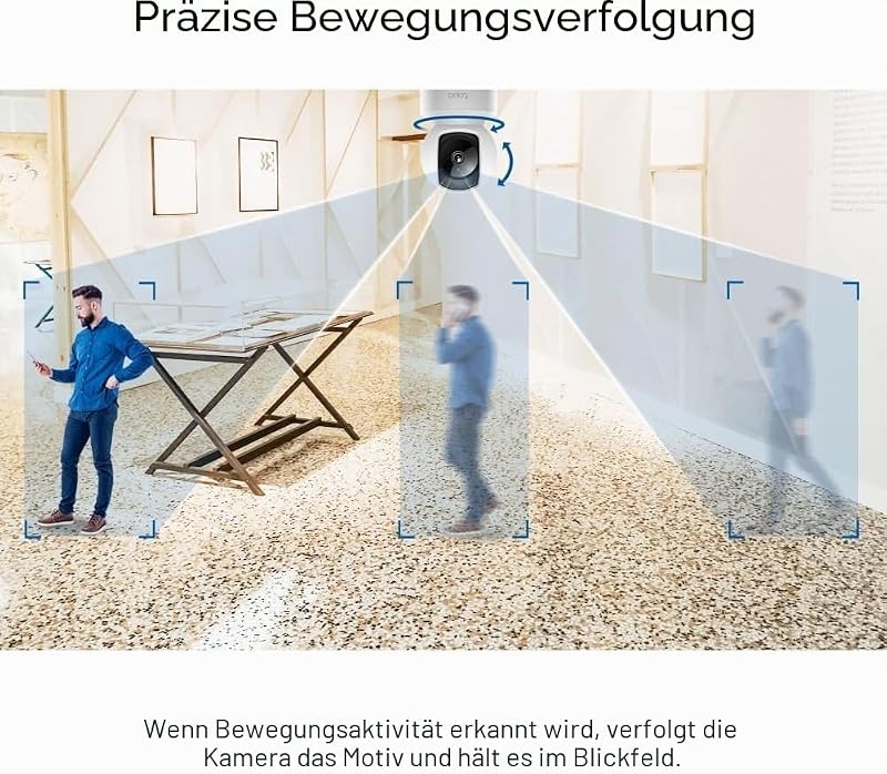 TP-Link C212 360° WLAN Überwachungskamera, Ethernet/Wi-Fi-Anschluss,2K Auflösung, Bewegungsverfolgung, Nachtsicht, Zwei-Wege-Audio, kompatibel mit Alexa und Google Assistant, für Babys/Haustiere