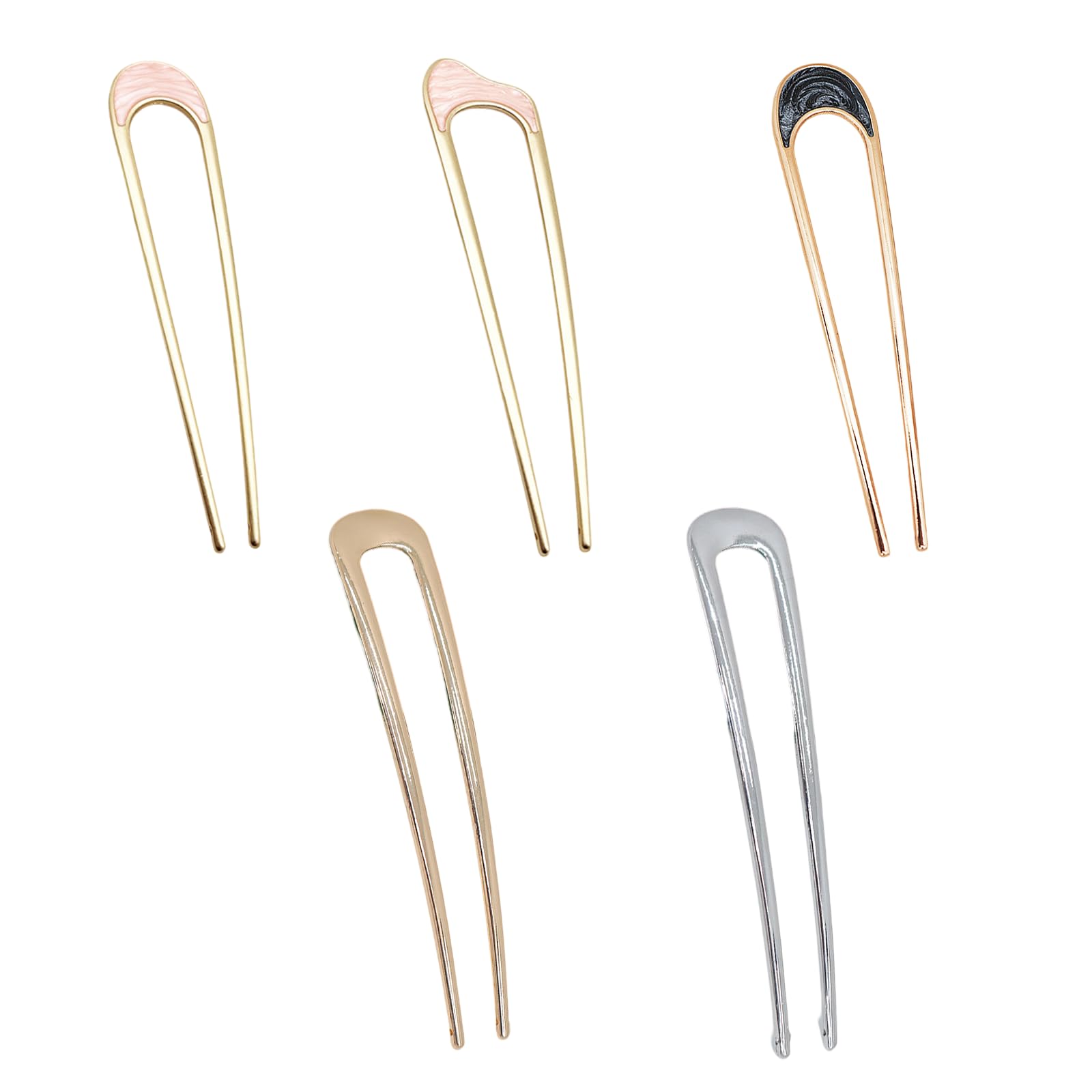 Asheyya 5 Pcs French Twist Hair Pin, Metal French Pin for Women Girls Hair Types Styling