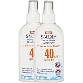 Safe Sea Sunscreen with SPF40 Spray. Eco-friendly Sunscreen. (40SPF Adults 4OZ) 2 Pack.