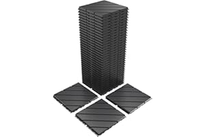 VANCASTLE Plastic Interlocking Deck Tiles, 11.8"x11.8"(Pack of 36), Patio Flooring Outdoor Waterproof All Weather Use, Outdoor Flooring for Patio Garden Poolside Front/Back Yard, Dark Grey