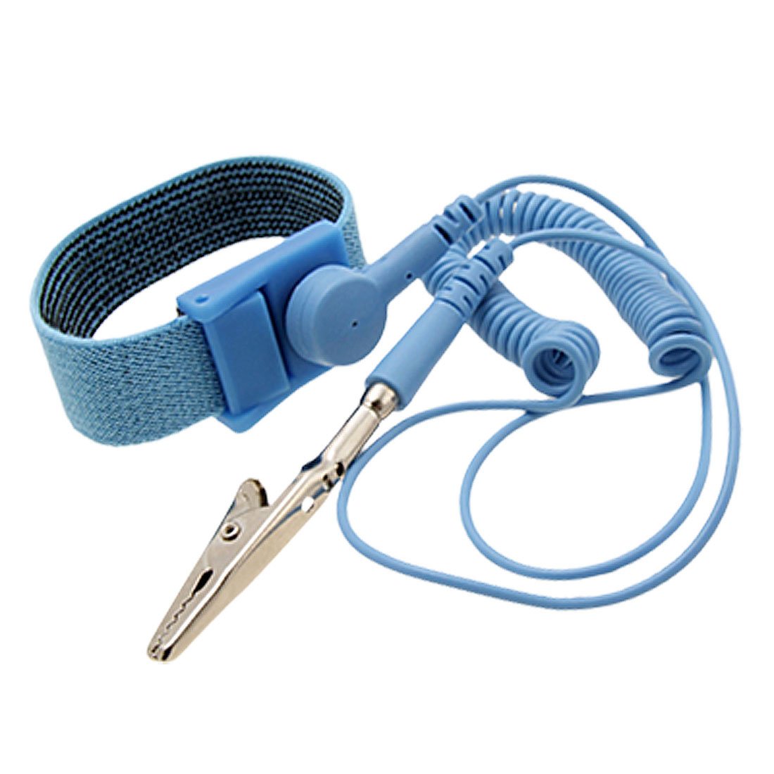 Sourcingmap Blue Coil Cable Anti Static Antistatic Wrist Strap Wristband