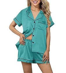 WJing Yi Jia Womens Pajama Sets XS-4XL Silk Satin